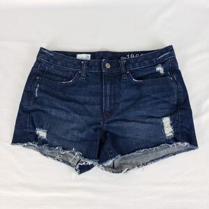 Gap Womens 28 Cut Off Shorts Blue Denim Dark Wash Distressed Festival Americana